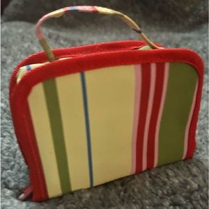 Striped Cosmetic Bag w/Handle